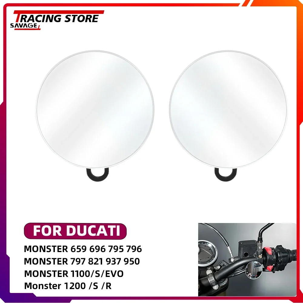 

2024 Motorcycle Adjustable Rear Side Mirror For Ducati Monster 659 696 795 796 797 821 937 950 1100 200 Rimless HD Mirror Convex