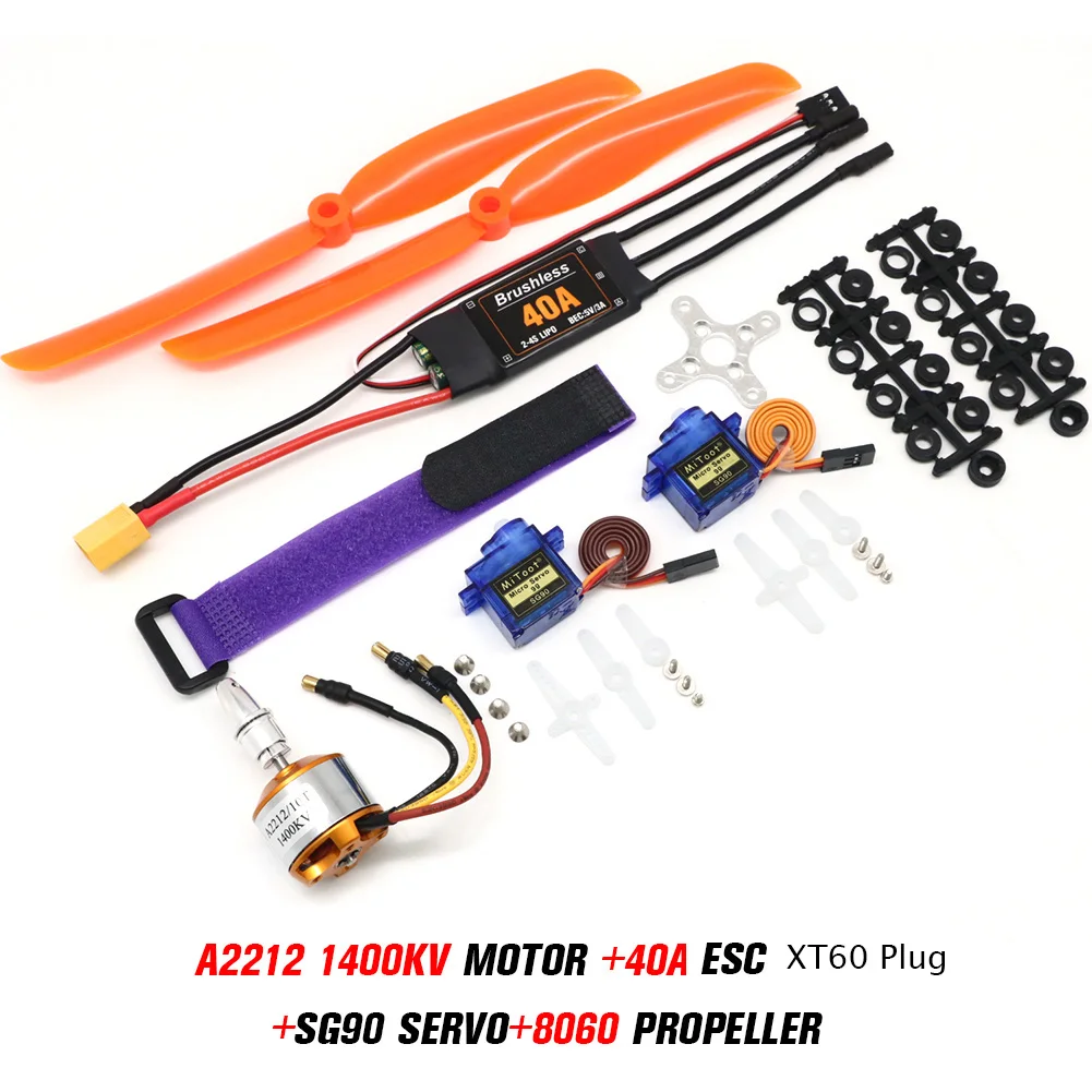A2212 2212 2200KV 1400KV 1000KV Borstelloze Motor 30A 40A/40A BLheli ESC SG90 9G Micro Servo voor RC Vaste Vleugel Vliegtuig Helikopter