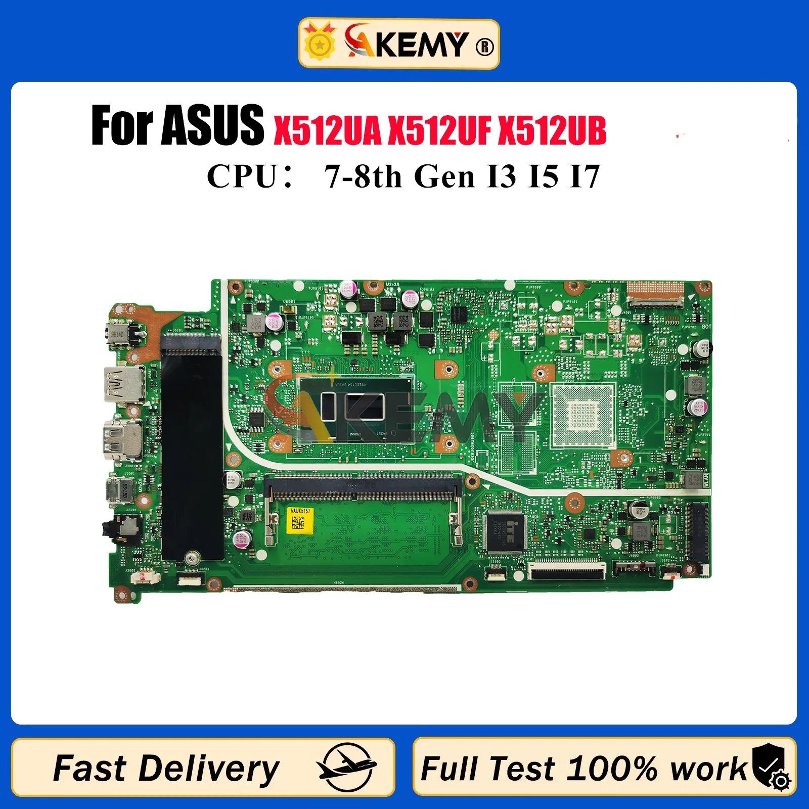 

X512UA Laptop Motherboard For ASUS VivoBook X512U F512U A512U Y5100U V5000UA X512UA X512UF X512UB Mainboard W/ I3 I5 I7 CPU stk