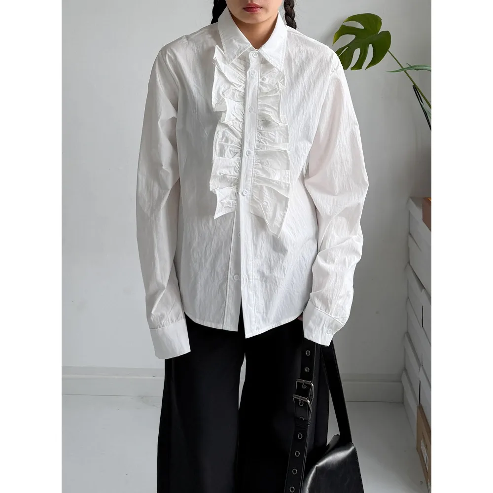 

SuperAen Tree Fungus Lace White Shirt for Women Spring 2026 New Sweet Loose Casual Simple Thin Shirts