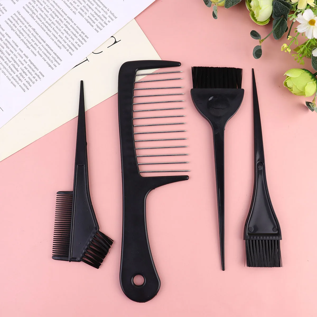 

8 Pcs Hair Color Kit Dyeing Bowl Mixer Clips Tools Black Salon Home DIY Hairdressing Accessories Hair Brushes Styling