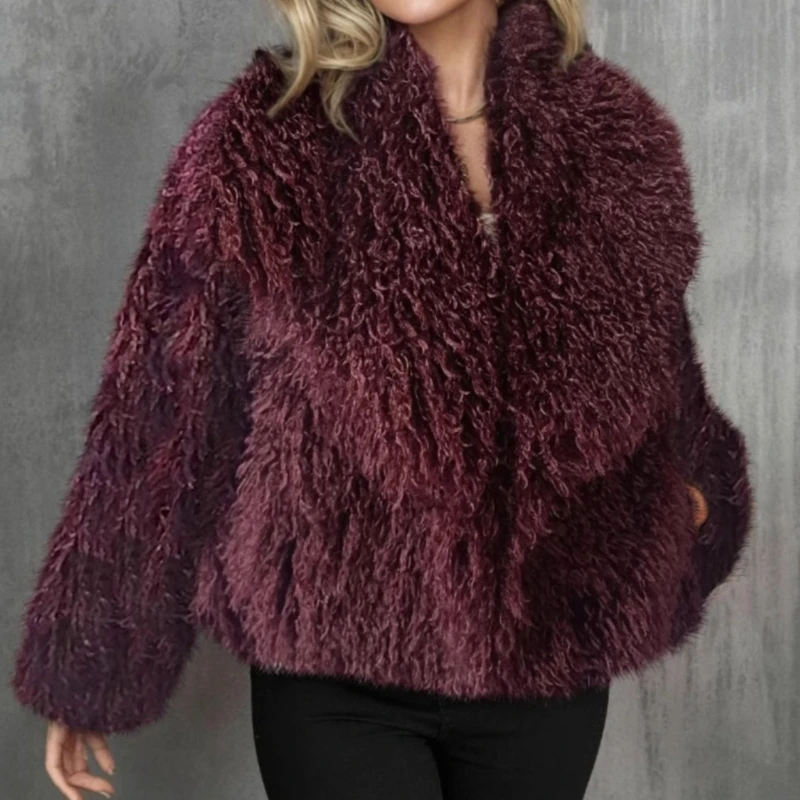 Pelz Große Revers Künstliche Pelz Jacke Kurze Mode Nachahmung Fuchs Pelz Jacke Flauschigen Plüsch Frauen