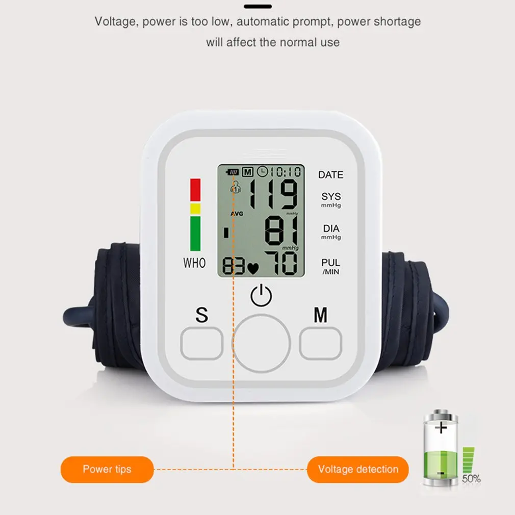 Monitor de presión arterial Digital automático para brazo, esfigmomanómetro, tonómetro, tensiómetro, medidor de pulso y frecuencia cardíaca, Monitor