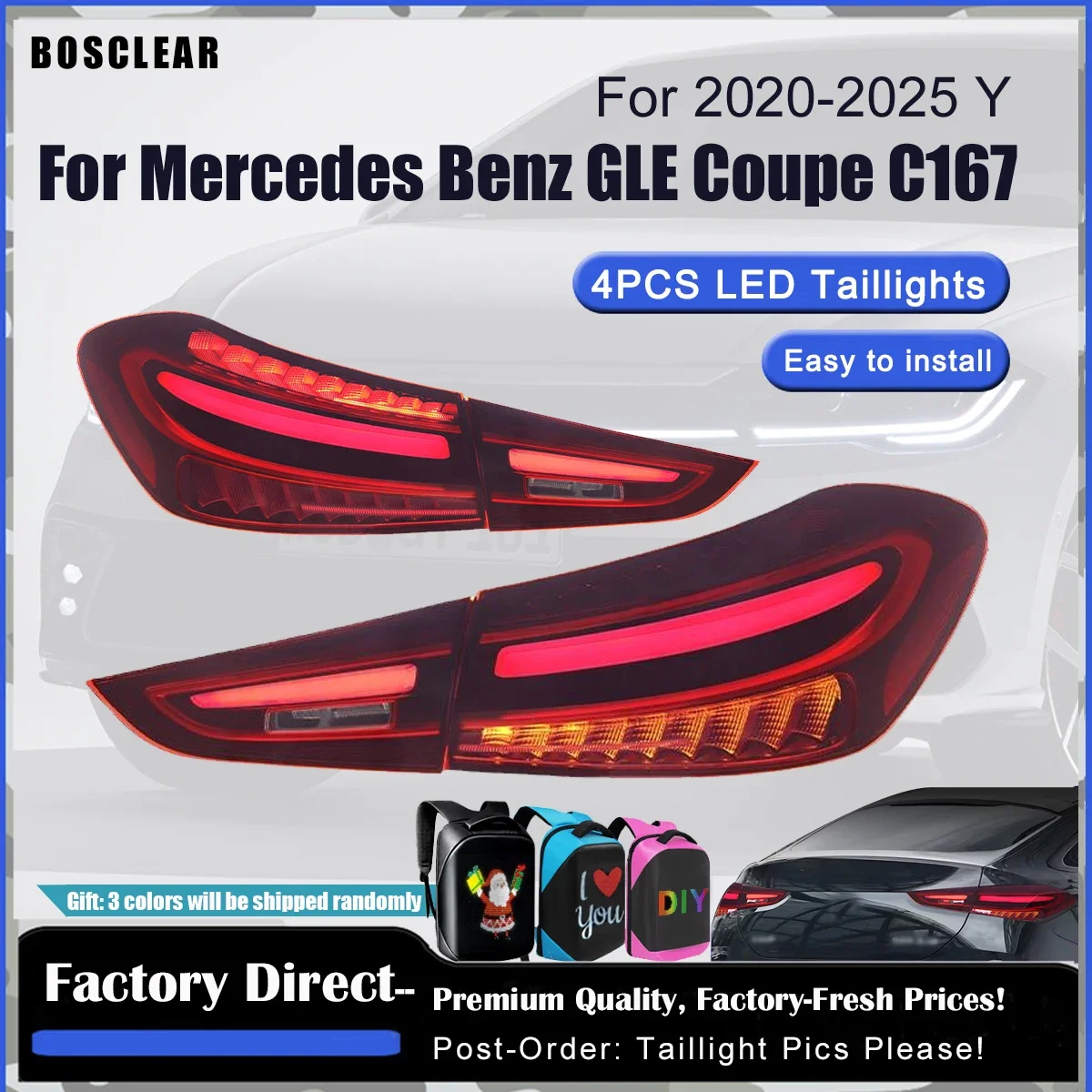 2 шт. автомобильные фары для Mercedes Benz GLE Coupe 2020-2025 C167 задний фонарь светодиодный проектор задний фонарь дневные ходовые огни аксессуары 2 шт. автомобильные фары для Mercedes Benz GLE Coupe 2020-2025 C167 задний фонарь светодиодный проектор задний фонарь дневные ходовые огни аксессуары