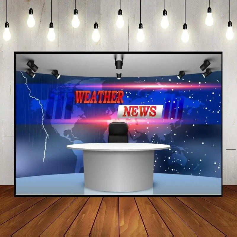 

Broadcast Hall News Show Live Studio Event Press Conference Breaking TV Interior Broadcasting Background Party Backdrop Wall