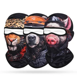 Quick Dry Breathable Headgear,New Cute 3D Animal Printed Mask,Motorcycle Motocross Biker Full Face Cap,Cycling Helmet Liner Hat,