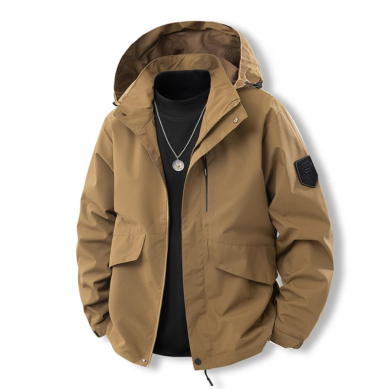 

2025 New Autumn Men Jackets Outdoor Sport Casual Couple Fashionable Mens Windproof Waterproof Hooded Coat M-5XL