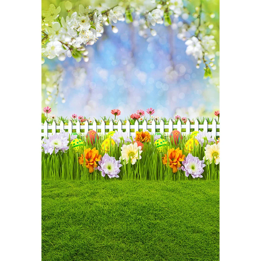 Mehofond Spring Backdrop Natural Scenery Grassland Garden Flower Fence Baby Portrait Cake Photography Background for Photo Studi