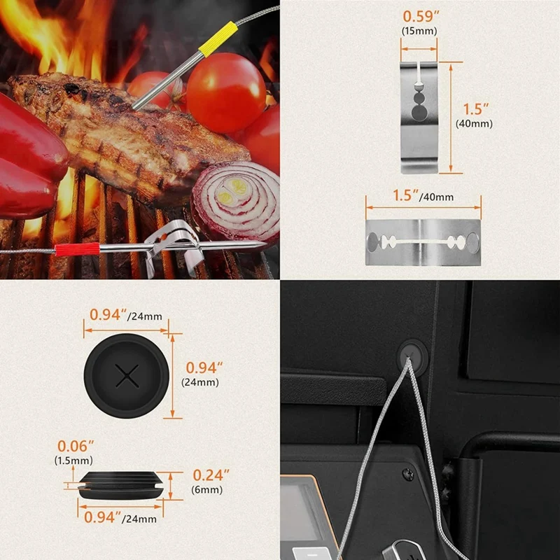 

Grill temperature probe 2-Pack Meat Probe for ,, Wood Pellet Grill,with Probe Grommet and Temperature Probe Clip