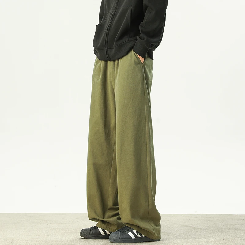 

Waed Pure Cotton Military een Men's Casual Pants Loose Straight Leg Trousers Autumn Winter American Retro Sle Simple De...