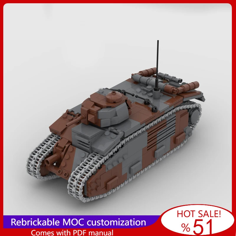 813-onderdelen MOC Aanpassen Battle Series B1 Bis Heavy Tank Model DIY Gemonteerd Educatief Creatief Kinderspeelgoed Kerstcadeaus