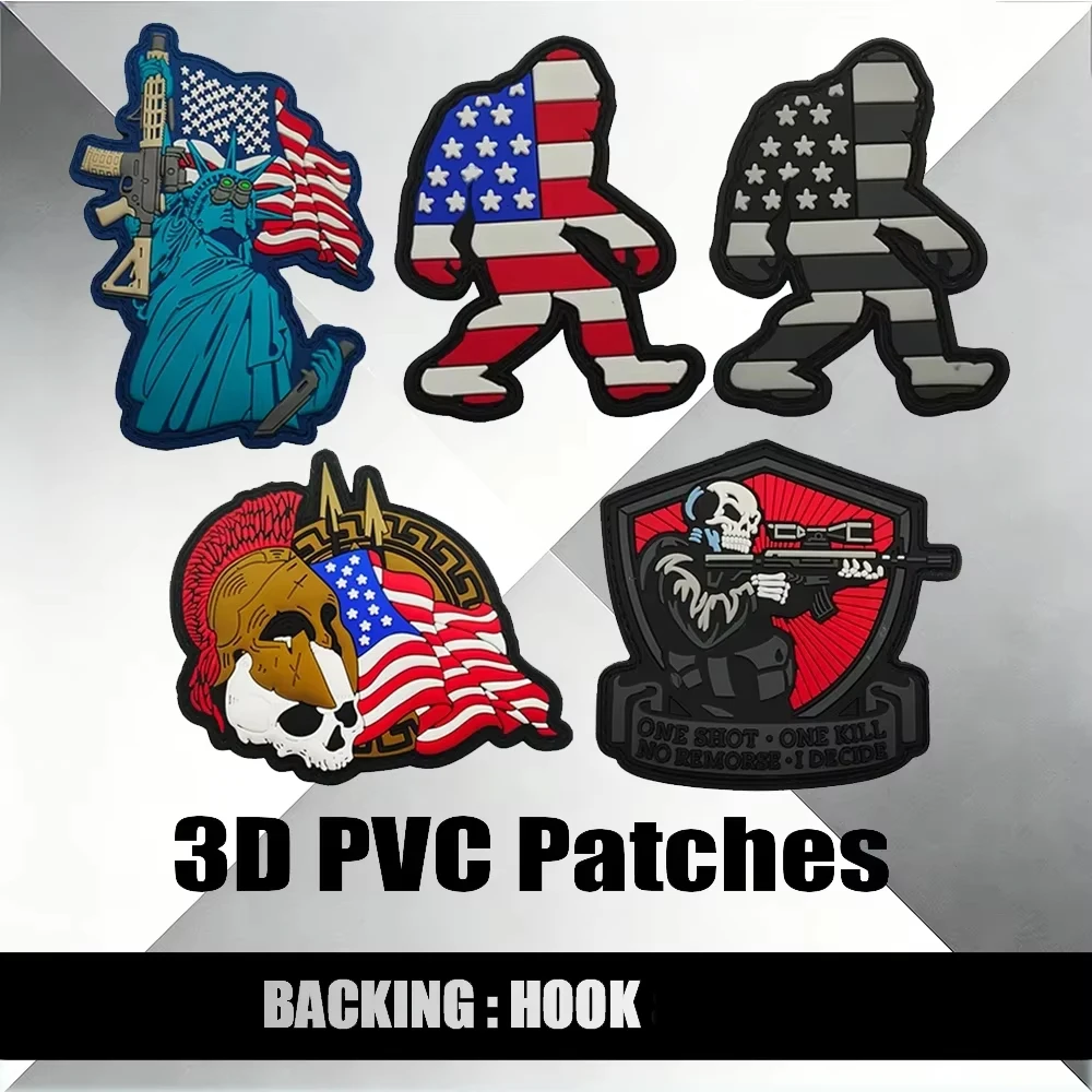 

Тактическая военная нашивка из ПВХ-резины с дизайном американского флага, Бигфута, гориллы, акулы, рыбы, аксессуар для куртки/плеча