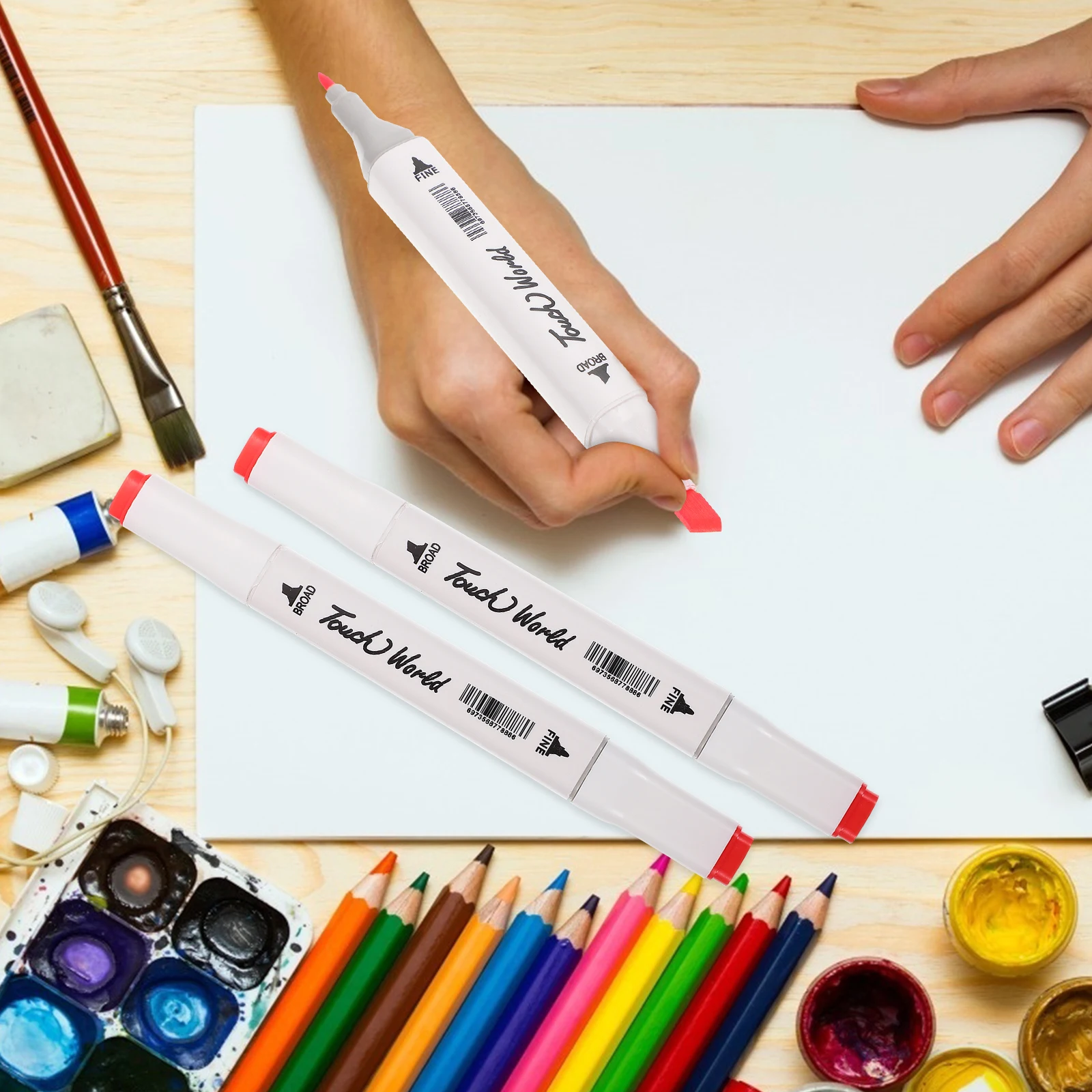 

1Set 80-Color Marker Set Double-Ended Markers Easy Coloring Sketching Pens Durable Artistic Markers Creative DIY Watercolor Pens