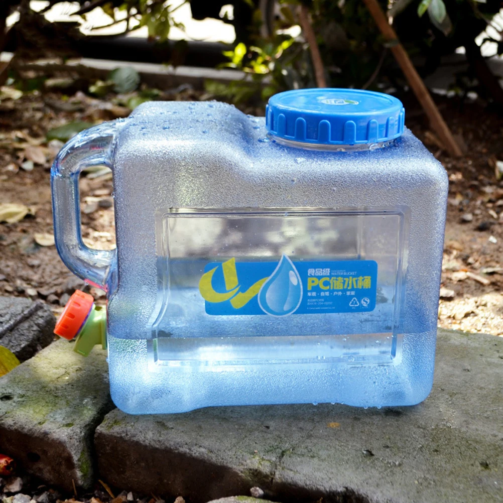 

8L Car Water Bucket Portable Carrier Blue Outdoor Travel Camping Container with Faucet Handles Space-saving
