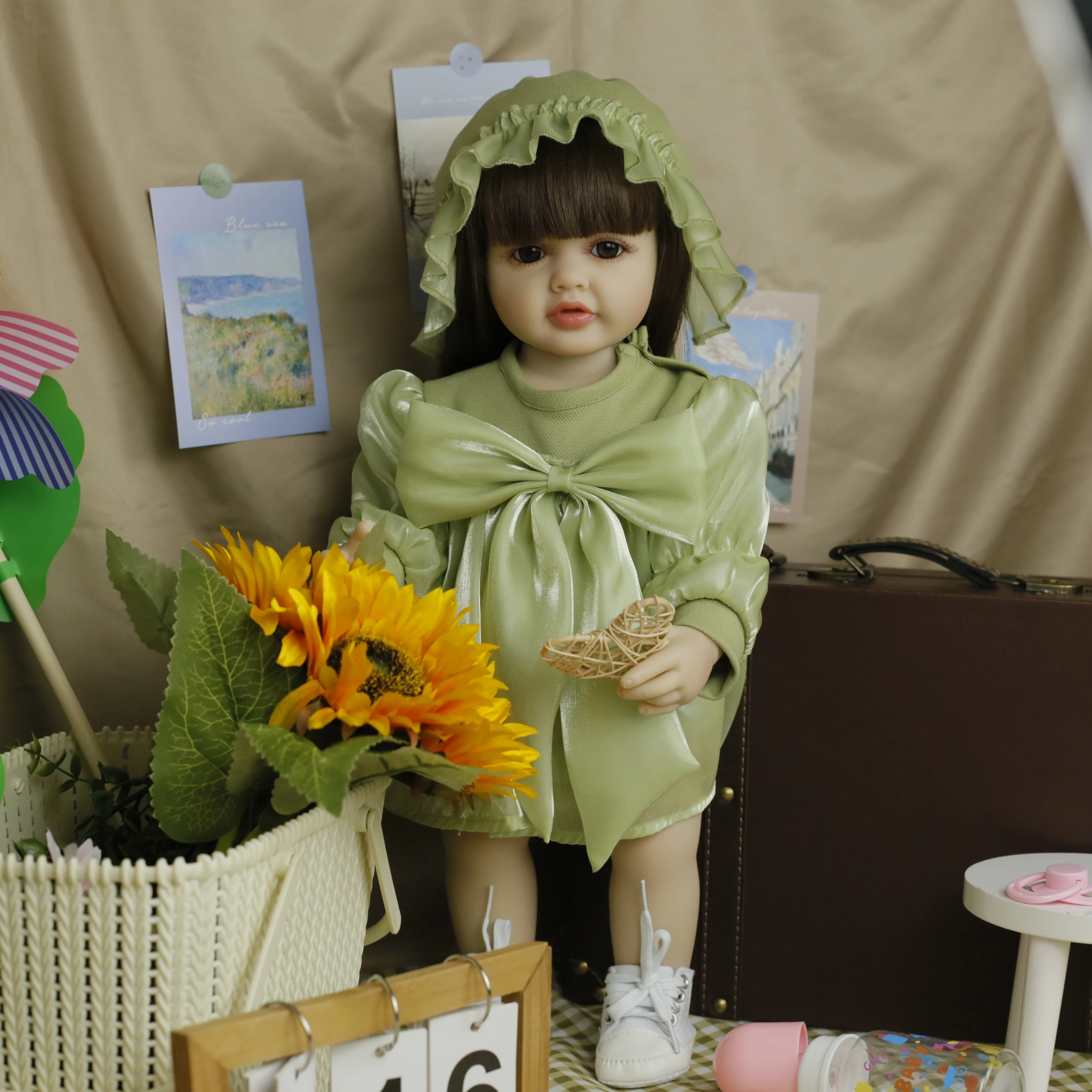 55cm 베티 소프트 비닐 리본 인형 실물 같은 방수 공주 벨트 스커트 세트 부드러운 촉감 고품질 인형 어린이 선물