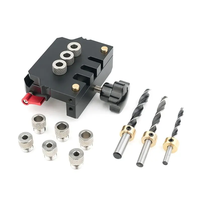 A84X-Self Centering Doweling Jig Kit, Drill Guides Locator For Straight Holes Biscuit Joiner Multifunctional Woodworking Tool