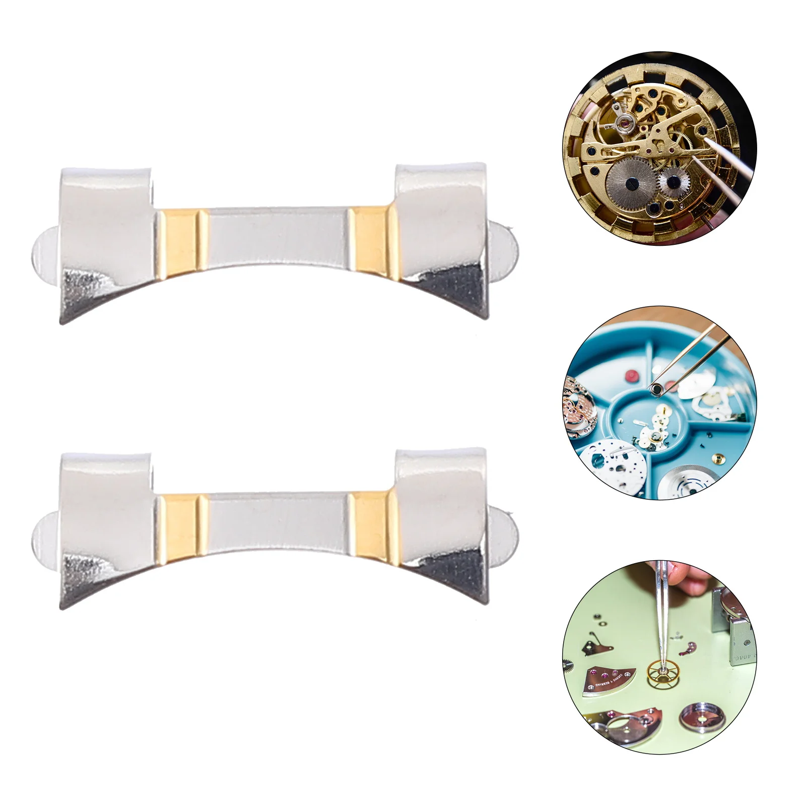 1Pair Stainless Steel Watchband Make Connector Link Ends Fix Watch Strap Replaceable DIY Parts Watch Strap Link Ends