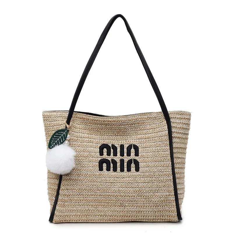 Tas Tote Tenun Pelangi Baru 2025-Tas Bahu Pantai Bohemian dengan Tali Dapat Disesuaikan, Dompet Liburan Kapasitas Besar