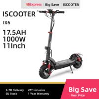 iScooter iX6 1000W Electric Scooter 11 inch EScooter 17.5Ah 25 km/h 55-65km Range Powerful Electric Scooter Foldable E-Scooter