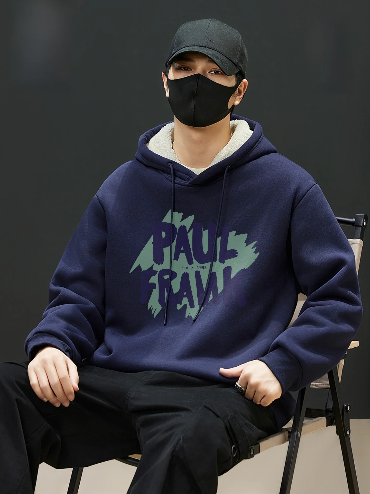 

Men's Hoodie Sweatirt Fce Lined Thiened Winter Jaet American Hip Hop Sle Printed Casual Streetwear