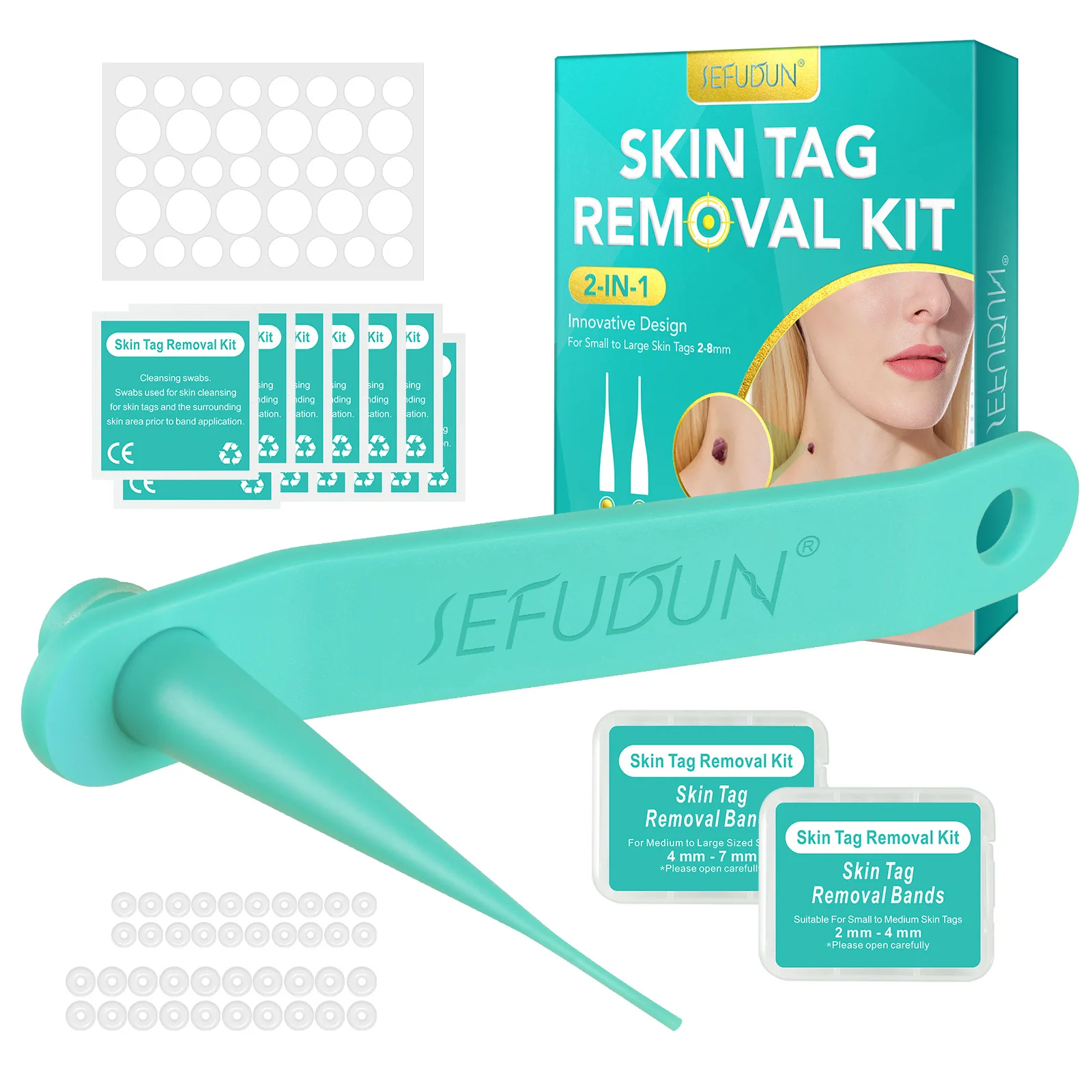 2-in-1 Simple Wart Removal Tool Kit Painless Skin Labels Fast Effective 2MM-4MM Micro Tag Removing Cleaning Skin Care Tool Set