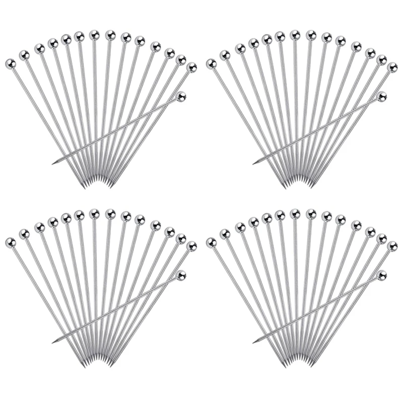 

60 шт. Коктейльные медиаторы, 4-дюймовые многоразовые медиаторы для мартини из нержавеющей стали, Коктейльные зубочистки для оливок, закусок, сэндвич