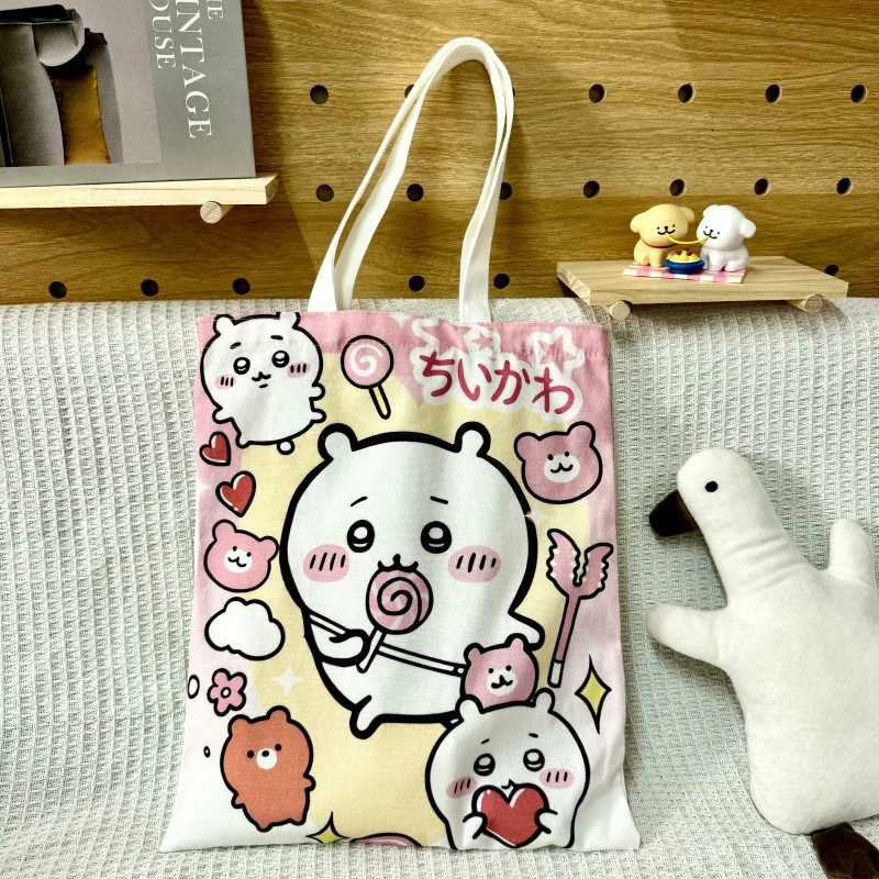 Niedliche Jiyi Canvas-Tasche mit Großer Kapazität, Cartoonartig und Süß, Praktische Studenten-Schultertasche, Handliche Einkaufstasche, Geschenk, Auf Lager