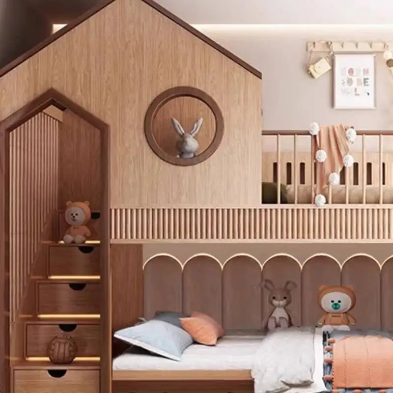 سرير أطفال عادي للتخزين قابل للتوسيع بتصميم أبيض عادي سرير أطفال للأميرة حديث فردي مخصص مضاء لصب أثاث الأطفال المنزلي #5