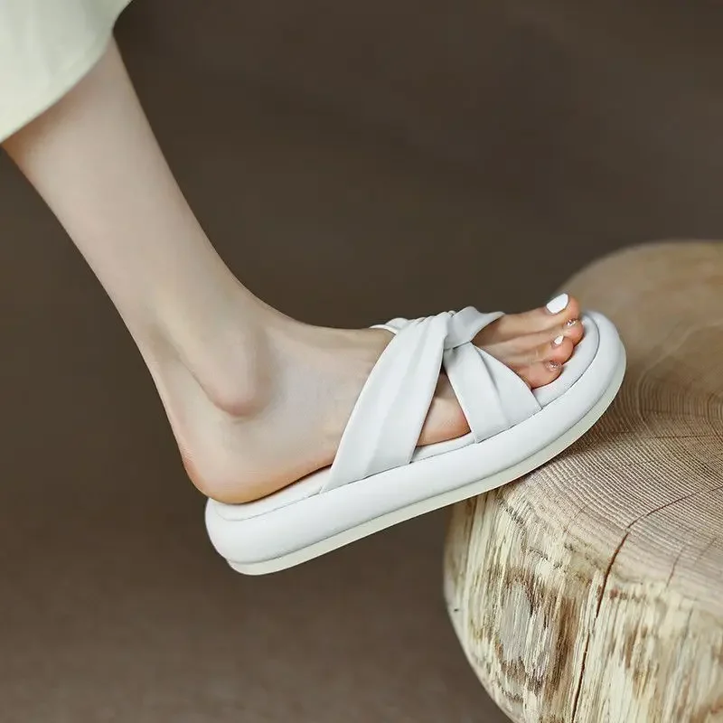 House Open Toe Women\'s Slippers and Ladies Sandals Shoes Slides Home Platform Indoor Thick Outside H Sandal Luxury New Style G Y