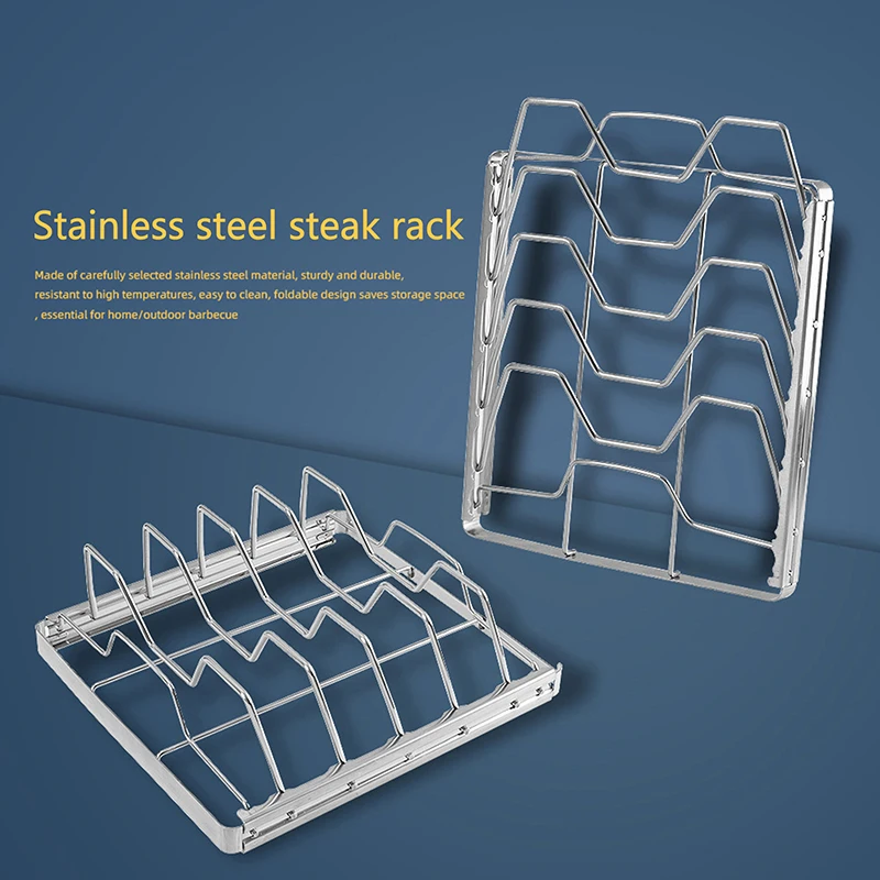 Stainless Steel Rib Rack, Foldable Rib Cooking Rack Barbecue Grill, BBQ Tool For Family Party, Outdoor Camping, Christmas Party