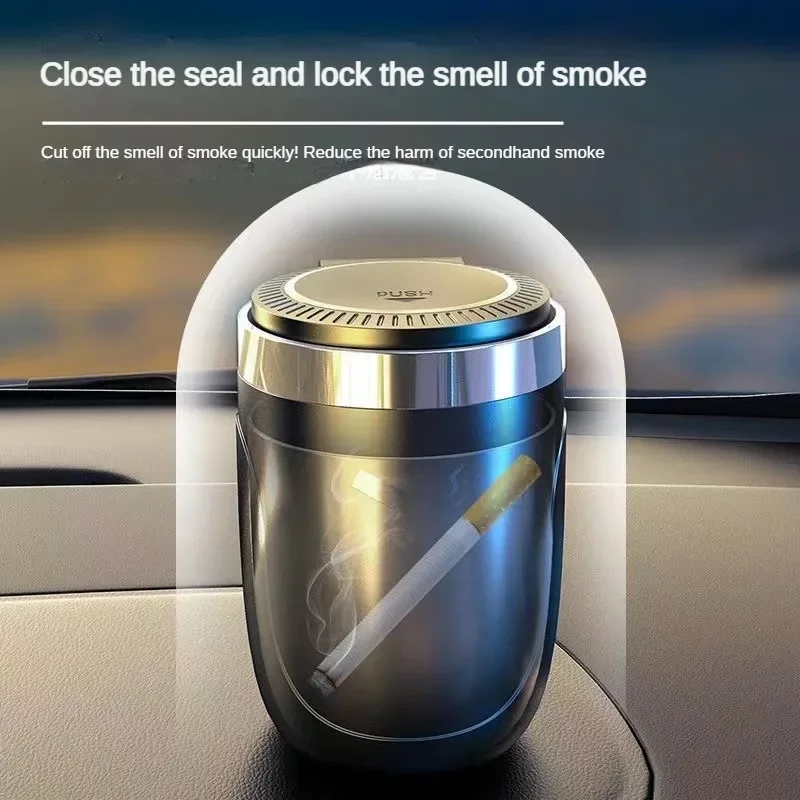 Car ashtray multi-function with cover light anti-fly ash does not drop ash high-grade car personalized auto supplies auto parts