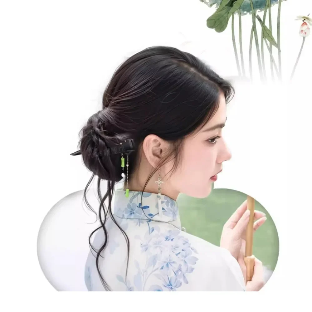 Chignon sintetico Parrucca acconciatura panino Hanfu in stile antico Parrucca naturale soffice e finta Estensione borsa per capelli