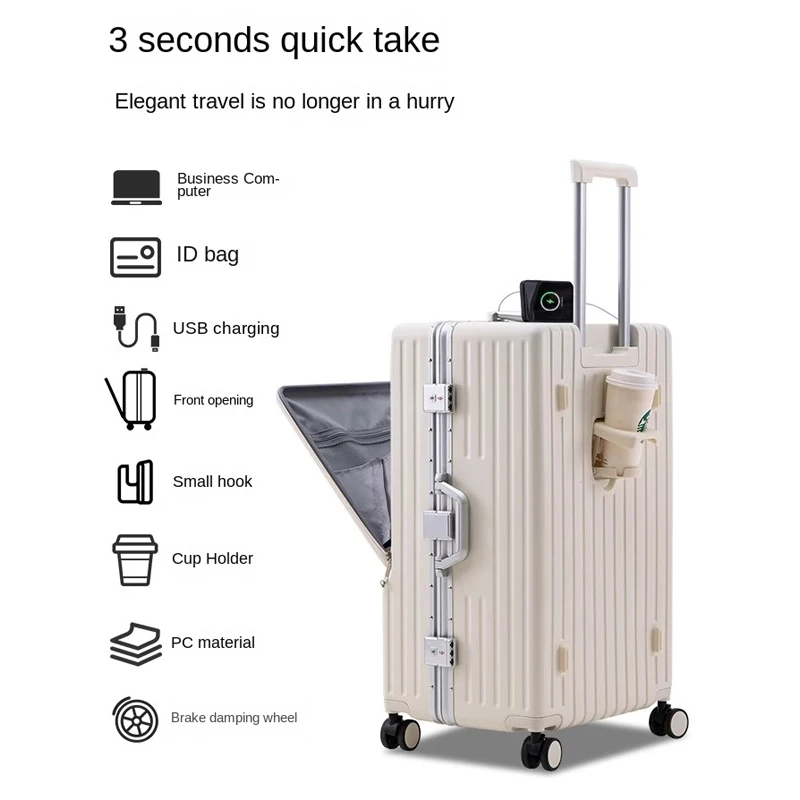 KO-KU 28-inch Suitcase Large Capacity 2024 New Multi-Function 24/26/26-inch Suitcase Trolley Case Password Box