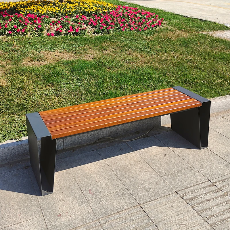Outdoor Garden Bench Seat Wood and Iron Park Bench