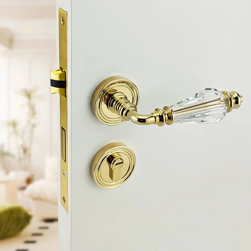 

Crystal Handle Metal Door Lock Bedroom Silent Locks Safety Anti Theft Magnetic Lock Universal Split Locks Door Accessories