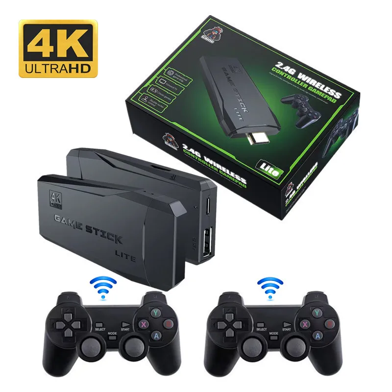 

2022 4K Ultra Video Game Console Dual GamePad for PS1/GBA Retro TV Dendy Game Console HD-OUT 64GB 10000 Games Video Game Stick