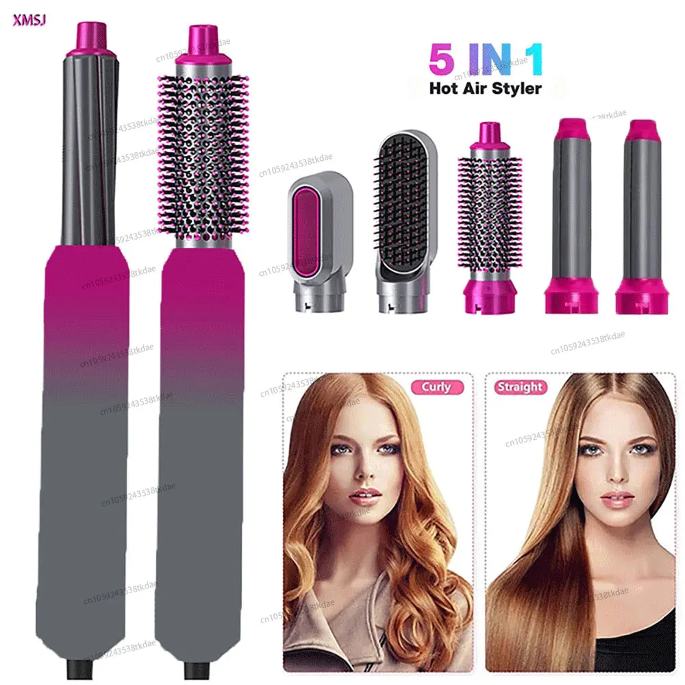 5 in 1 Hair Dryer Styling Brush Negative Ions Air Comb Hot Air Comb One Step Dryer and Straightening Brush Salon Hair Curler