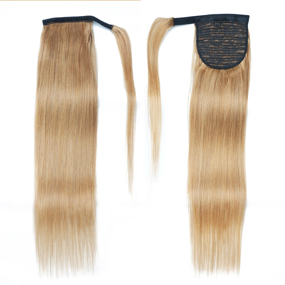 Gemlong 100% Human Hair Ponytail Brazilian Straight Remy Magic Wrap Around Ponytail Clip In Horsetail Extension 65g 100g 145g