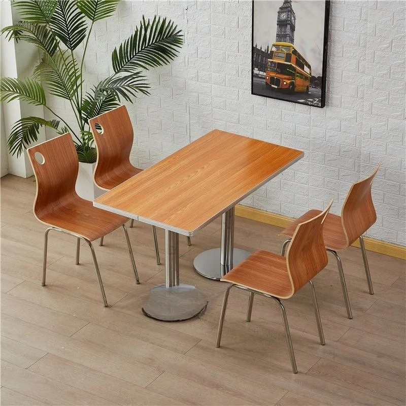 Fast food table and chair combination Snack library Learning table and chair School student canteen Four-person noodle shop