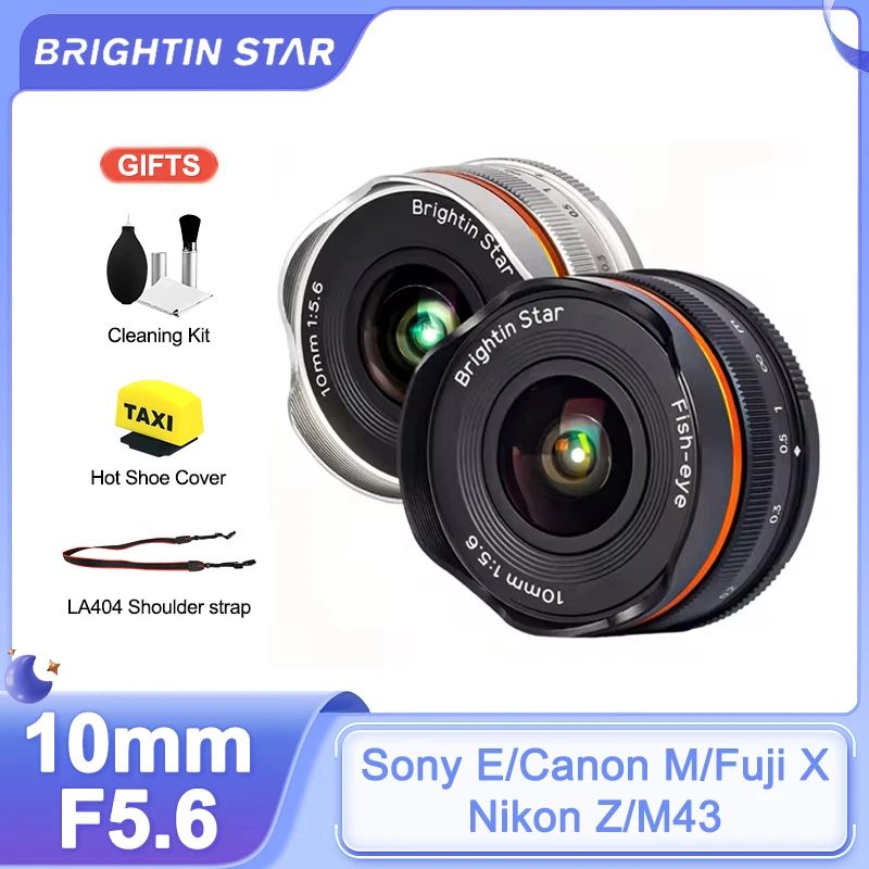 

Brightin Star 10mm F5.6 APS-C Wide Angle Fisheye Prime Manual Focus Lens for Sony E FE Canon EOS M Fuji X FX Nikon Z M4/3 Mount