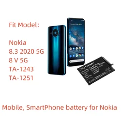 Cellulare ai polimeri di litio, batteria per SmartPhone per Nokia,3.85v,4400mAh,8.3 2020 5G 8 V 5G TA-1243 TA-1251