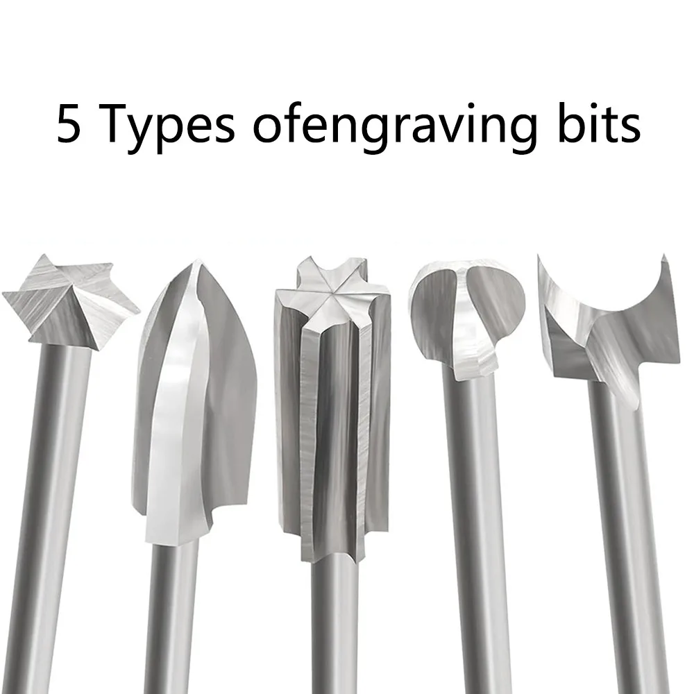 Wood Carving Drill Bit Set Compatible with Dremel Rotary Tools, Different Shapes of Engraving Bits with 1/8Inch Shank Meeting