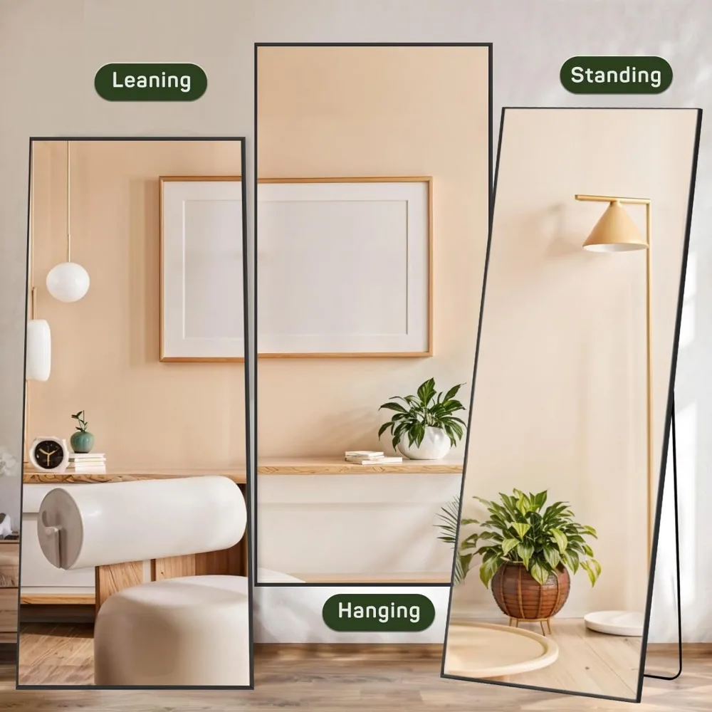 Spiegel in voller Länge, 21 x 64 Körper-Wandspiegel mit bruchsicherem Glas, bodenstehend, hängend oder lehnend, großer hoher Spiegel mit
