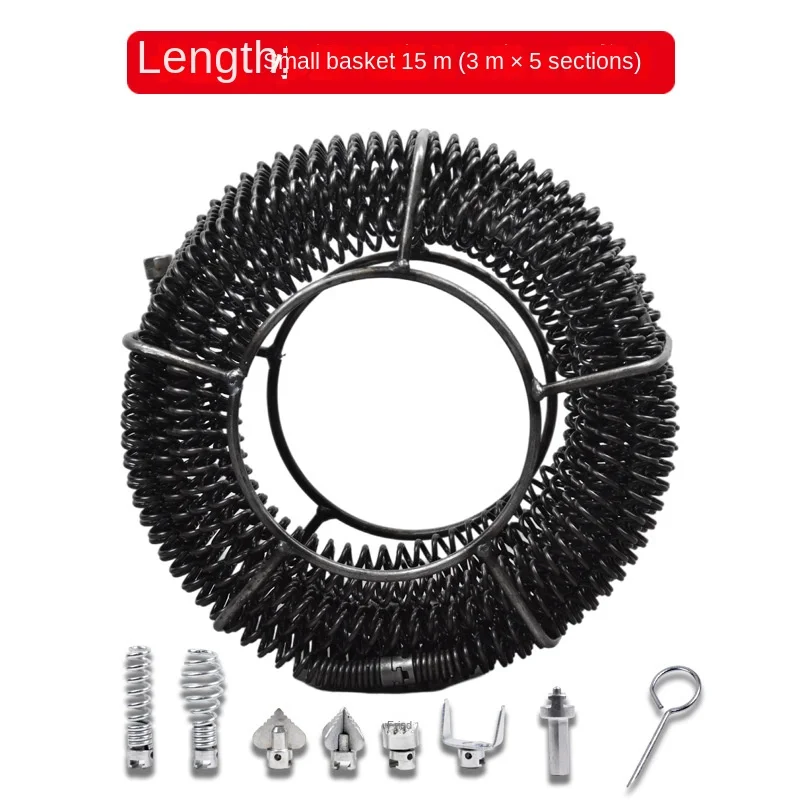 9/12/15m Length Household Drain Pipe Dredger Brush Extension Spring Cleaning Sewer Dredger Compression Spring With Connector