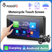 Podofo 5 inch Carplay Portable Smart Player for Motorcycle Touch Screen Supports Android Auto IP65 Waterproof Car Mirror