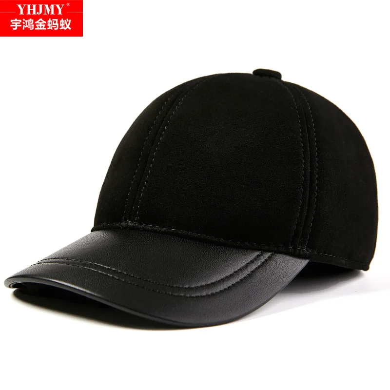 Men and women single leather thin sheepskin baseball cap youth leather in the elderly spring and autumn cap Korean version tide