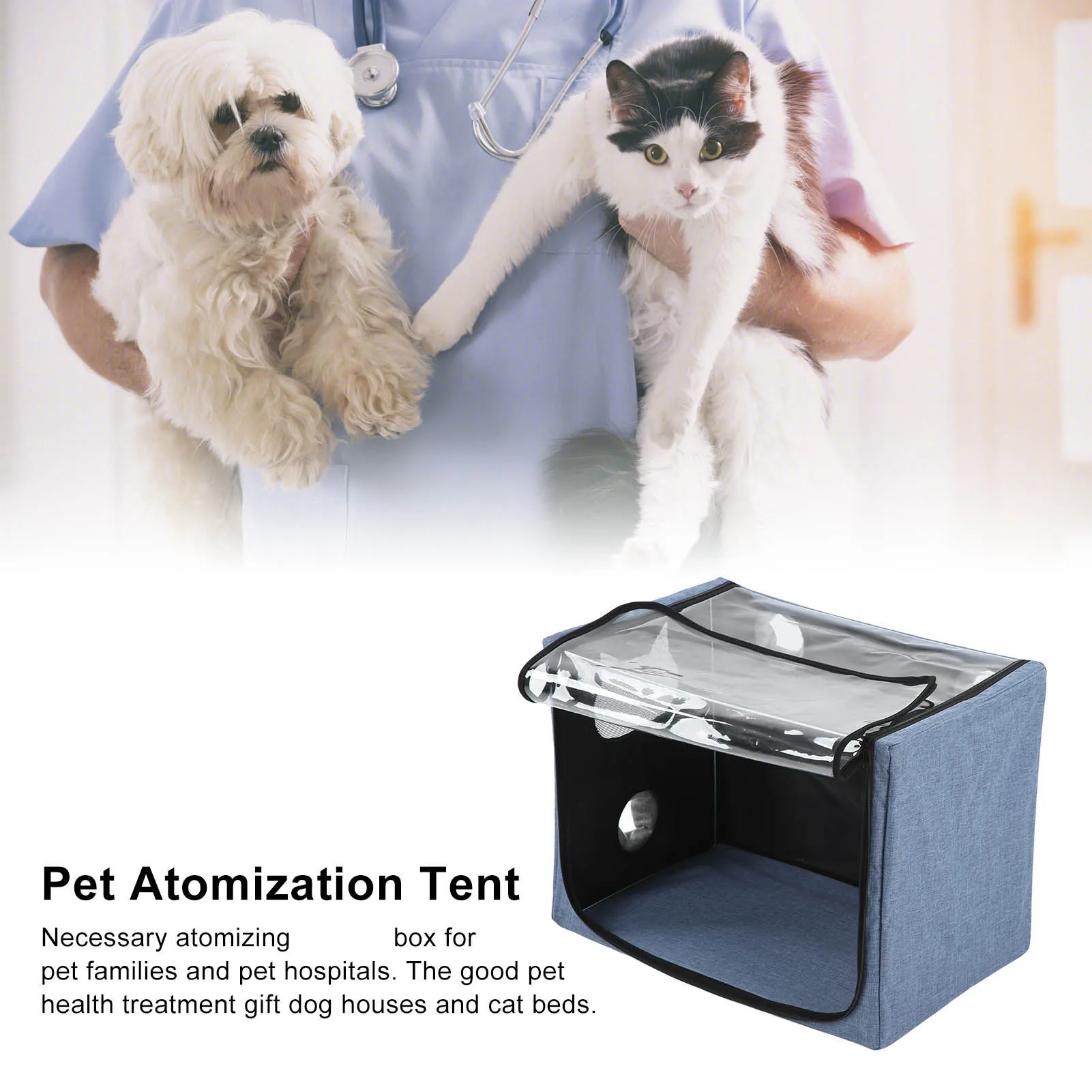 Foldable Pet Atomization Box Pet Atomization Box Oxford Cloth Portable Pet Atomization Grooming Box for Cat Dog Pets