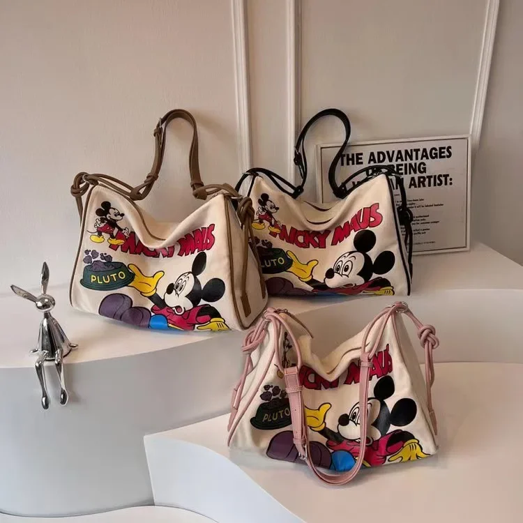 Disney Mickey Mouse Capacity Shoulder Bags Tote Cute Female College Student One Shoulder Crossbody Bag