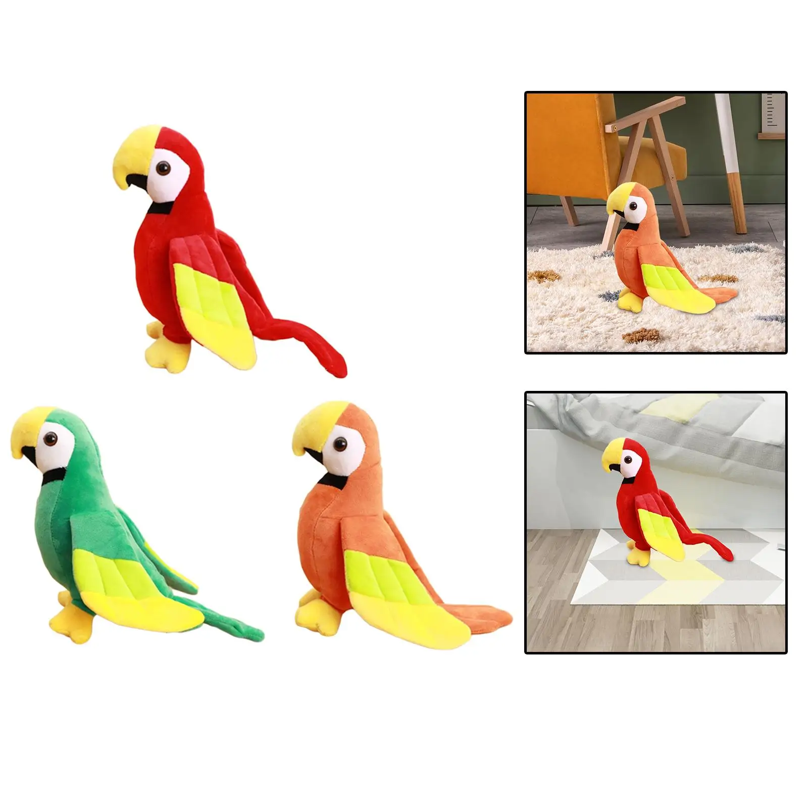 Figura de loro de peluche de dibujos animados, pájaro de juguete, Animal relleno para recuerdos de fiesta