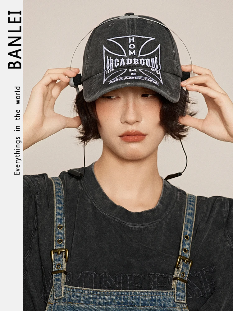 Vintage street couple cap men and women soft top hip hop washed baseball cap tide